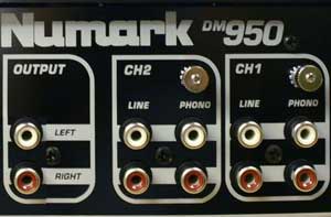 The backo of a Numark Mixer